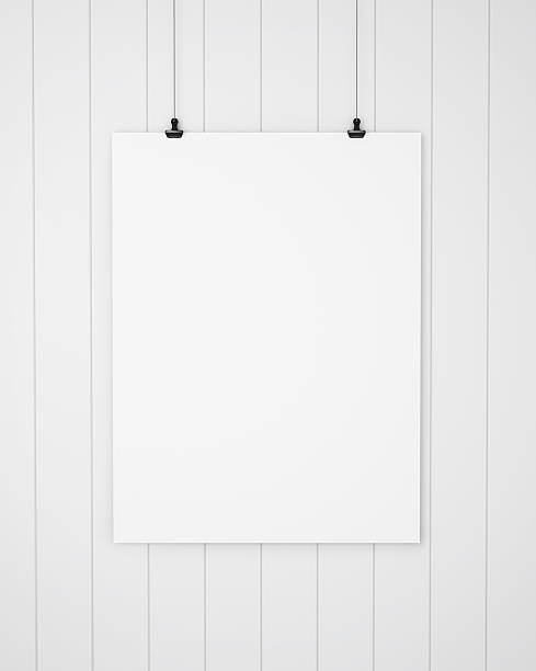 istock Blank canvas hanging on the white boards background. 3D rendering. 470787962