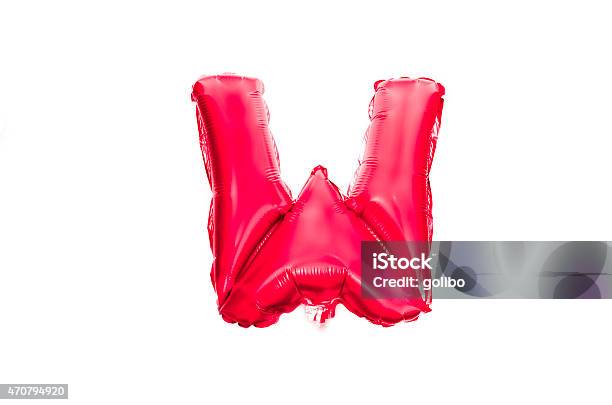 Red Foil Balloon Alphabet Letter W Stock Photo - Download Image Now - 2015, Alphabet, Balloon