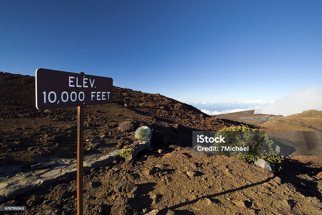 10.000 m Höhe-Schild, der Haleakala National Park, Maui, Hawaii - Lizenzfrei Zahl 10 Stock-Foto