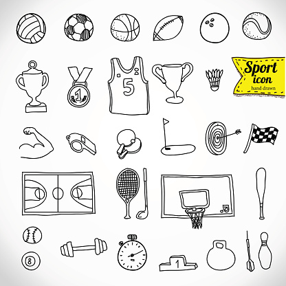 Doodle sports icon. Vector illustration.