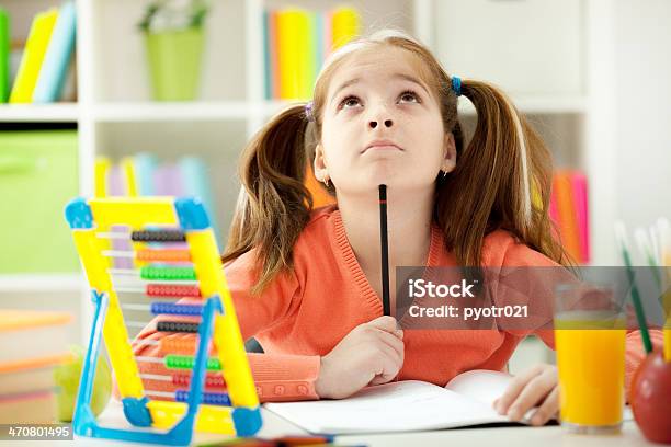 Small Redhaired Girl Daydreaming Stock Photo - Download Image Now - Above, Beautiful People, Beauty