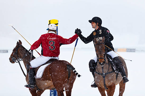 握手試合前に - championship polo snow st moritz ストックフォトと画像