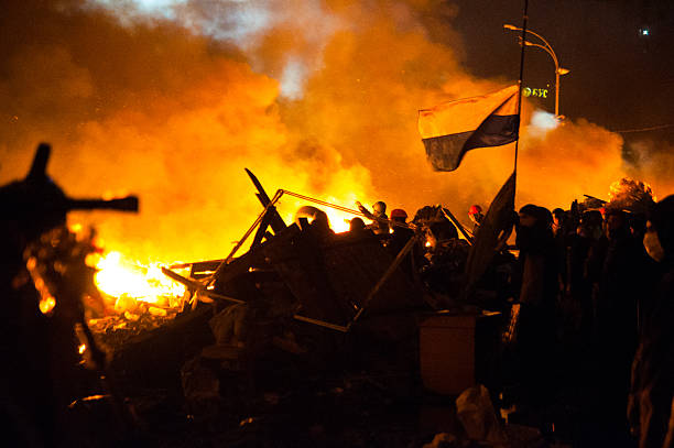 Anti-Government Riot in Kyiv Ukraine stock photo