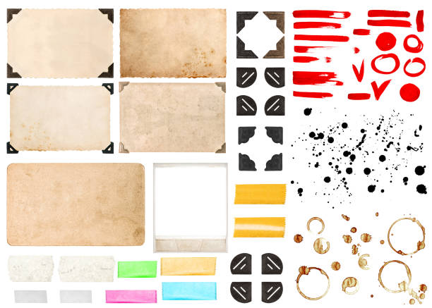 istock Photo frames with corners, tape strips, stains and strokes 470803018