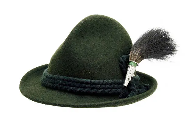 Photo of green Tyrolean hat with chamois bee