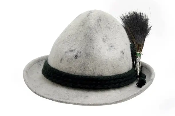 Photo of grey Tyrolean hat with chamois beet