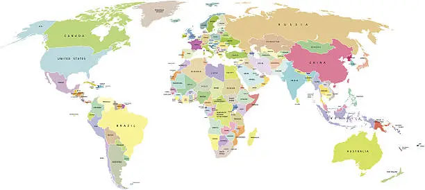 Vector illustration of World Political  Map