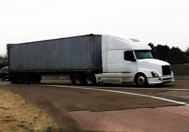 istock Semi Container Truck Leaving From Sea Port 470806952