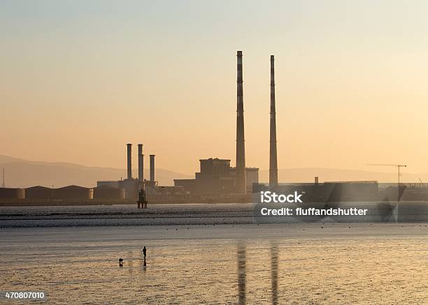 Sundown Over Poolbeg Towers Stock Photo - Download Image Now - Power Station, Tower, Dublin - Republic of Ireland