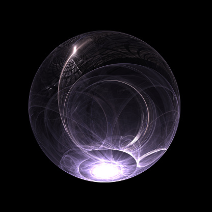 glassy ball isolated on black, element for design