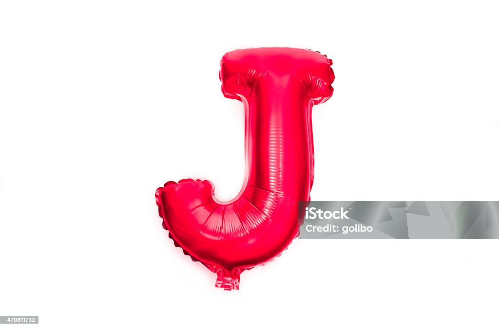 Letter J - red foil balloon alphabet Letter J - red foil balloon alphabet isolated on a white background 2015 Stock Photo