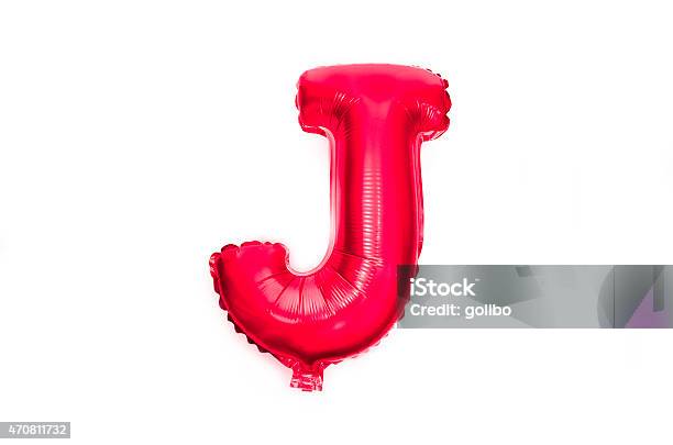 Letter J Red Foil Balloon Alphabet Stock Photo - Download Image Now - 2015, Alphabet, Alphabetical Order