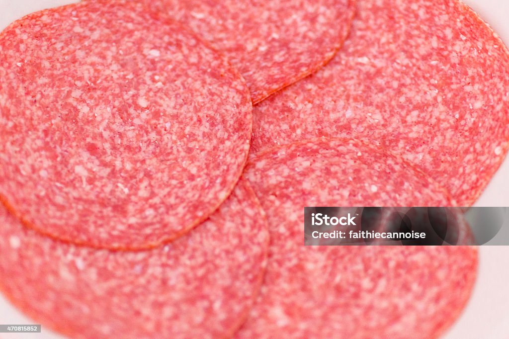 macro shot of Danish style salami close-up of sliced Danish salami Danish Pastry Stock Photo