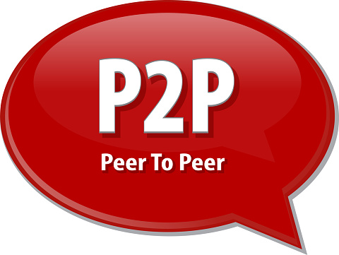 word speech bubble illustration of business acronym term P2P Peer to Peer