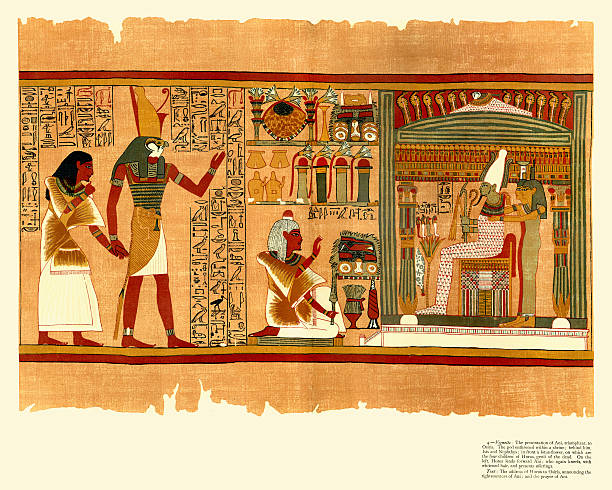 древний египетский папирус о ani-книга мёртвых - egyptian dynasty stock illustrations