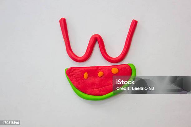 The W Alphabet And Watermelon Made From Clay Stock Photo - Download Image Now - 2015, Alphabet, Child