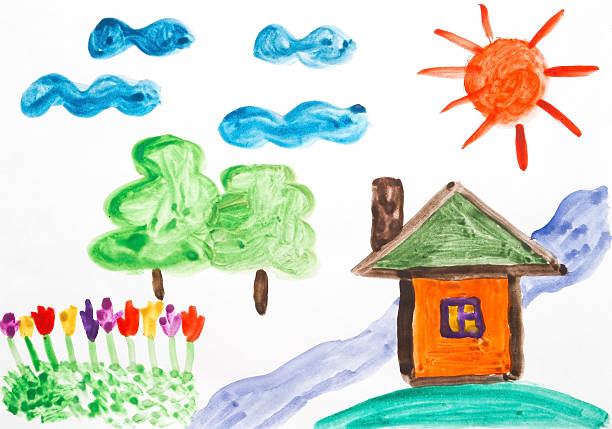 istock Children's drawing watercolor 470820038