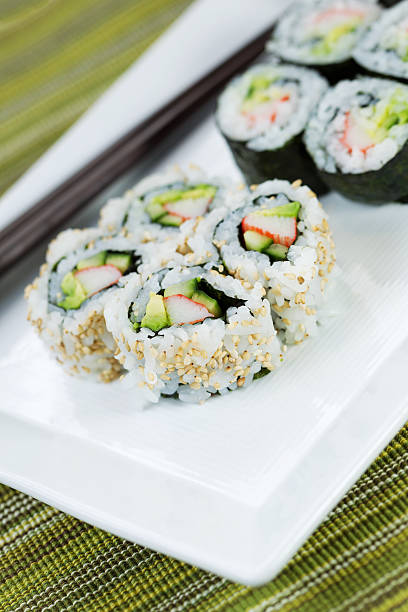 istock Ready to Eat Sushi on White Plate 470821403
