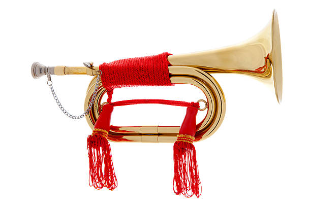 istock Golden horn over white background 470822336