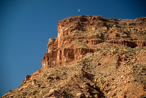 Moon Above Mesa stock photo