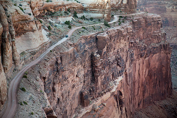 4x4 Drives Along Cliff stock photo