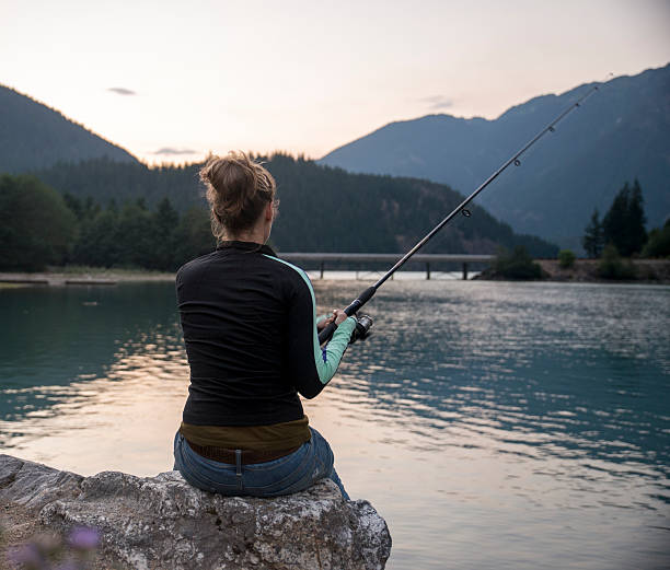 Woman Fishing stock photo