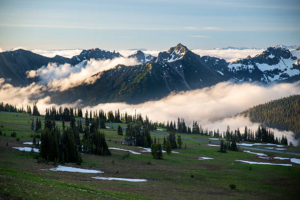 Mountain Peaks in the Central Cascades stock photo