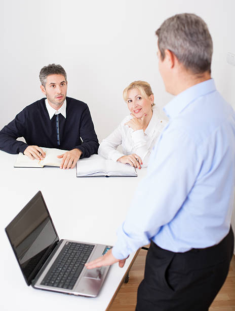 istock Senior businessman talking at business seminar. 470827885