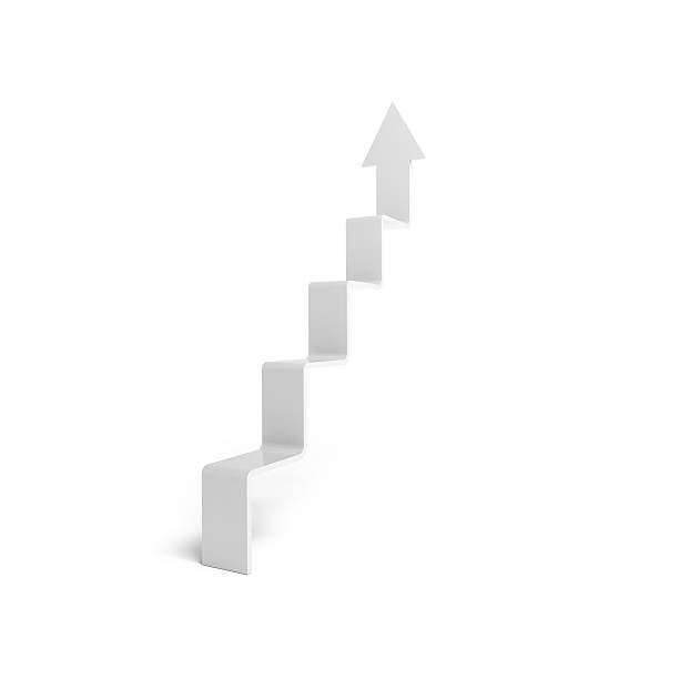 istock 3d arrow in shape of stairway, isolated on white background 470830350