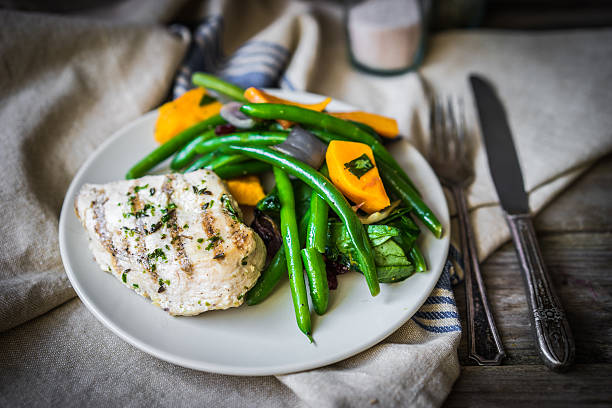 istock Grilled chicken breast with vegetables 470831308