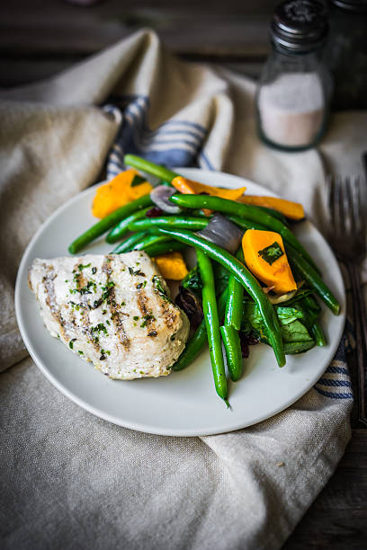istock Grilled chicken breast with vegetables 470831470