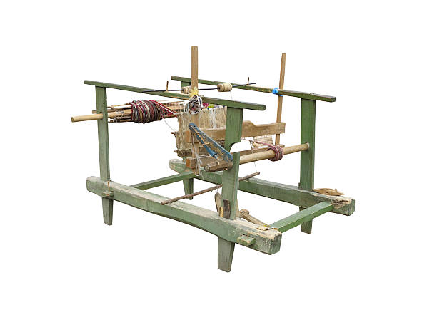 istock Vintage ancient wooden loom isolated over white 470834165