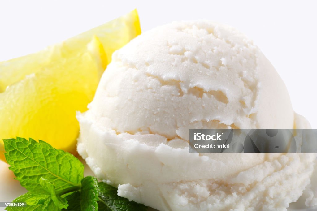 Lemon sorbet Scoop of lemon ice cream Lemon Ice Cream Stock Photo