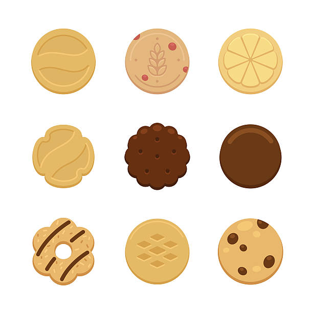 pliki cookie - shortbread caramel chocolate candy biscuit stock illustrations