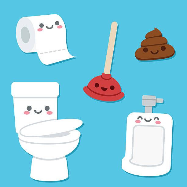 illustrazioni stock, clip art, cartoni animati e icone di tendenza di gabinetto oggetti - toilet paper