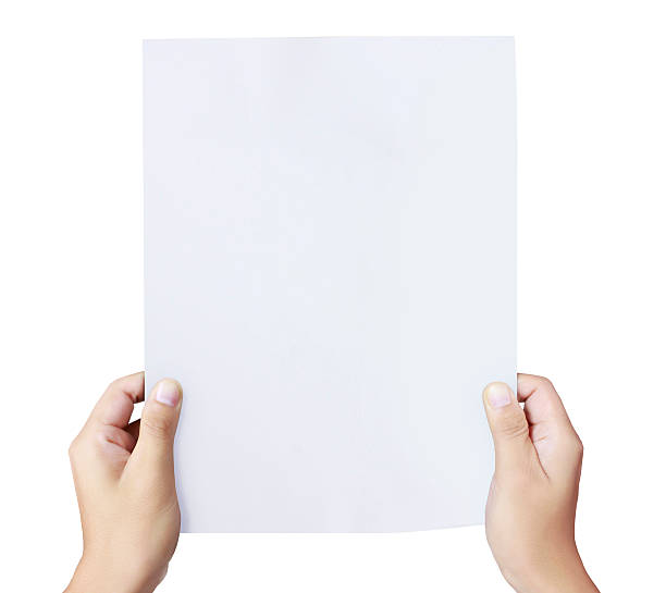 istock Pair of hands holding white blank paper 470840145