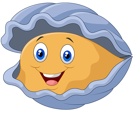 Vector illustration of Cartoon happy oyster 