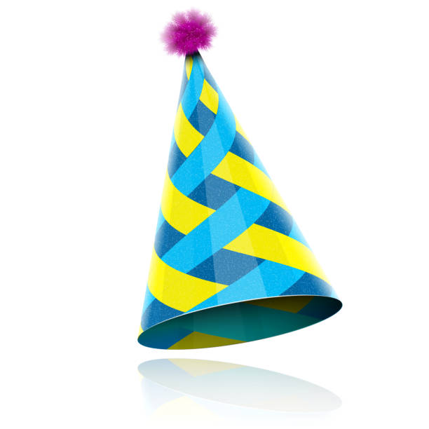 Glossy Cone-like Hat For Event Celebration. Vector eps10 illustration. Contains various blending modes, opacity masks, transparency blends. party hat stock illustrations