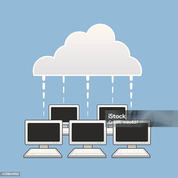 Computer And Clode Computers Cloud Connected Stock Illustration - Download Image Now ...