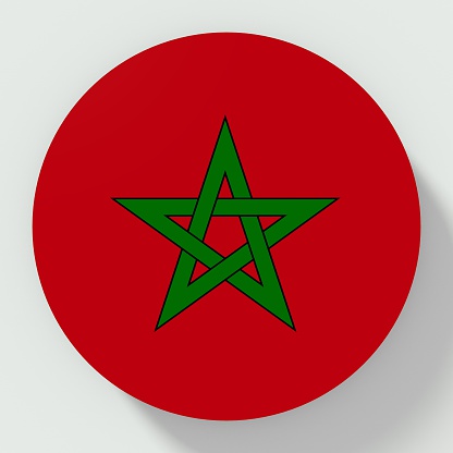 Morocco flag round button isolated on white background