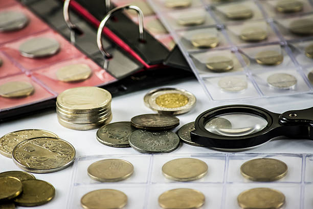 numismatist - coin collection stock-fotos und bilder