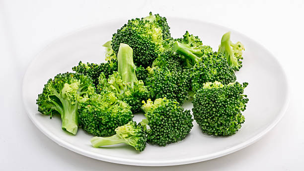 istock Broccoli on the plate isolated in white. 470848008