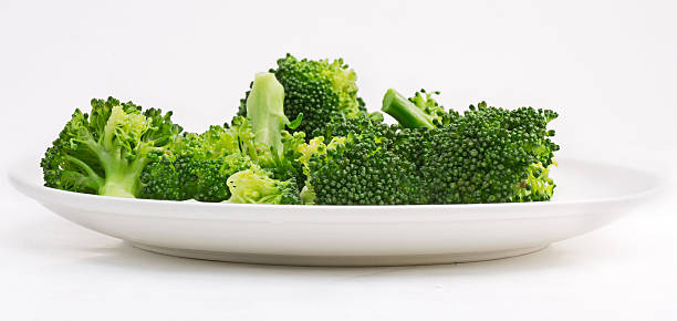 istock Broccoli on the plate isolated in white. 470848012