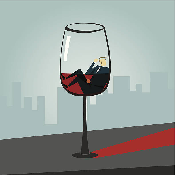 alkoholismus - alcoholism drunk hangover grief stock-grafiken, -clipart, -cartoons und -symbole