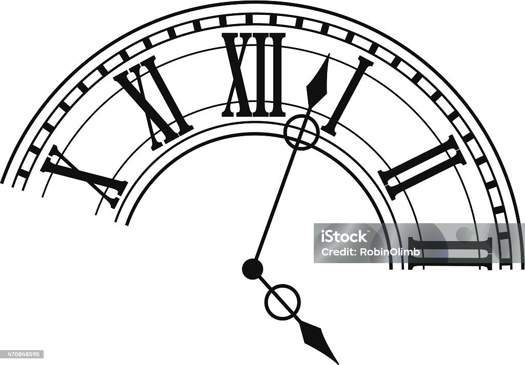 Partial Clock Face Vector illustration of a black and white partial clock face. Black And White stock vector