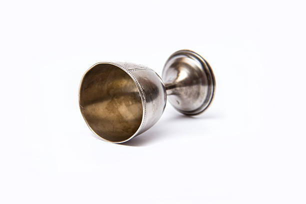 istock Antique silver glass of wine with engraving 470849696
