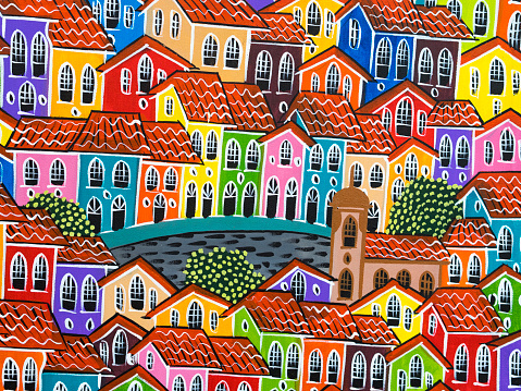 Pintura de colores Pelourinho centro histórico en el Salvador, Bahia, Brasil photo