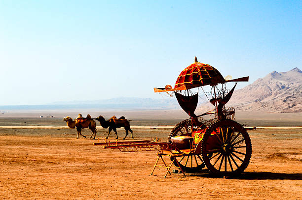 Palanquim no Deserto de Taklimakan - fotografia de stock