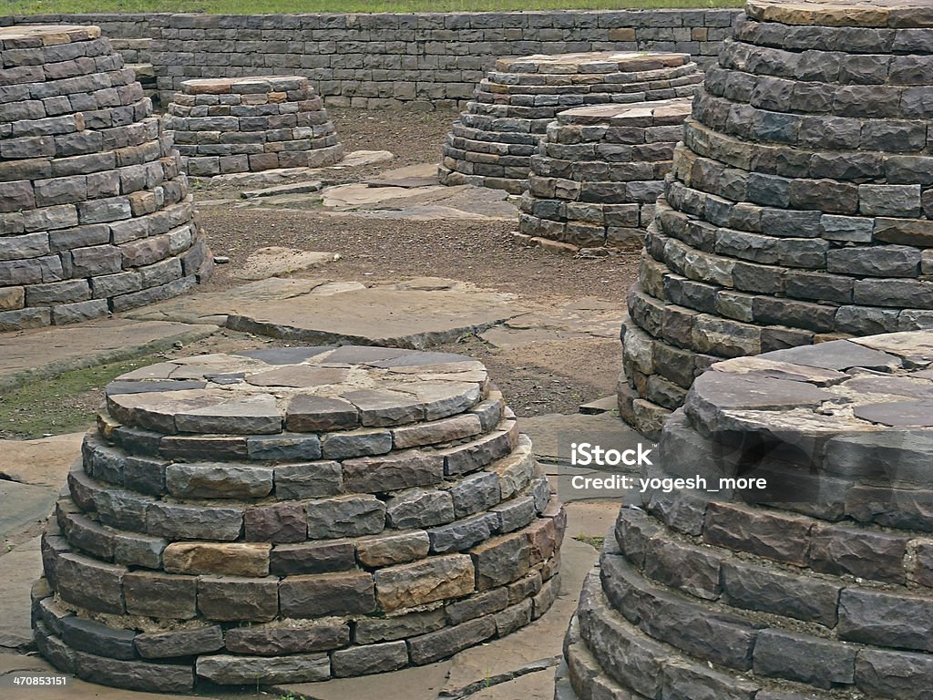 Small sized Stupas Between Stupa One & Three Architectural Dome Stock Photo
