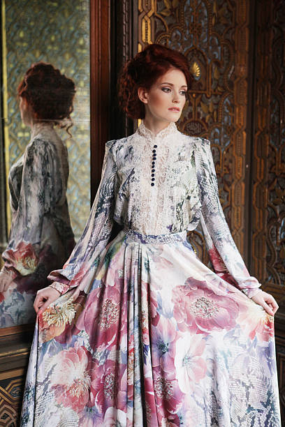 istock beautiful woman standing in the palace room 470856432